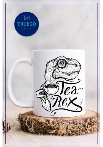 Truego Baskılı Kupa Bardak Seramik Mug - Tea-Rex