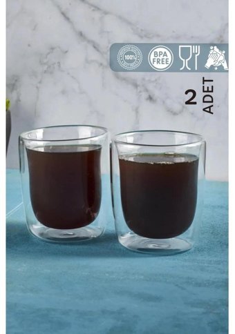 Senza 2 Adet Çift Cidarlı Cam Americano Bardağı