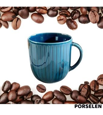 Milena Life Point Porselen Kupa Bardak Mavi 250 ml