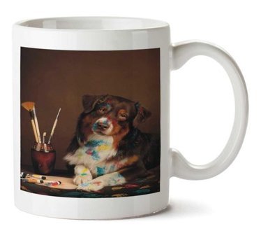 Art Hediye Ressam Köpek İki Tarafı Baskılı Kupa Bardak