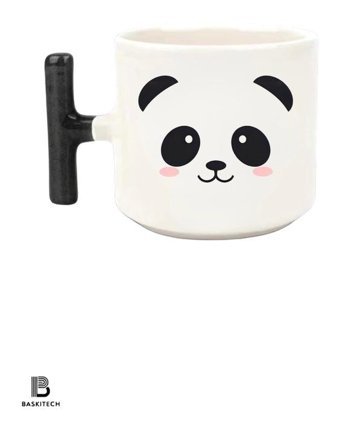 Baskıbazar Panda Baskılı Siyah T Kulp Kupa Bardak