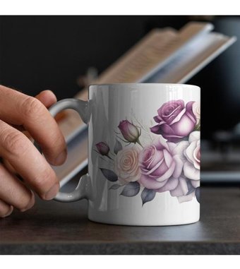 Kreatif Kupa Kişiye Özel Çiçekli Kupa, Doğum Günü Hediyesi