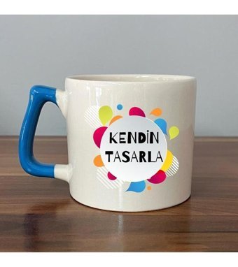 Mor Mürekkep Kendin Tasarla Mavi Kulplu D Kupa