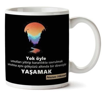 Art Hediye Nzım Hikmet Yaşamak İki Tarafı Baskılı Kupa Bardak