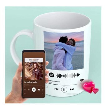 Çılgıntrend Spotify Kodlu Kişiye Özel Kupa Bardak Ve Altlıgı