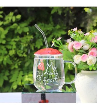 Çılgıntrend Cam Pipetli Kupa Kırmızı 420 ml