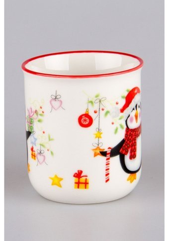 Sıakı Collection Yılbaşı Kupası Kırmızı Penguen Figürlü