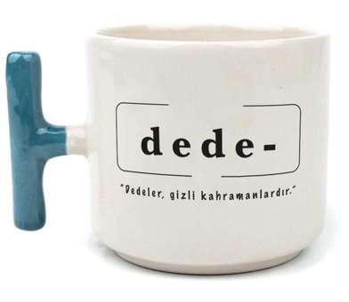 Mor Mürekkep Dede Baskılı Mavi Kulplu T Kupa