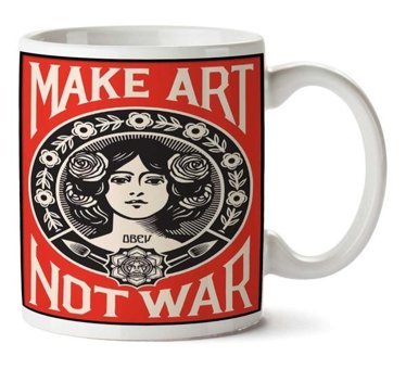 Art Hediye Make Art Not War İki Tarafı Baskılı Kupa Bardak