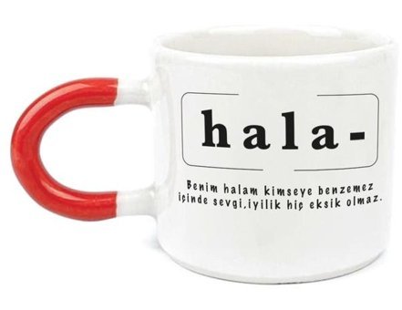 Mor Mürekkep Hala Baskılı Kırmızı Kulplu U Kupa