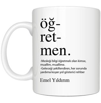 Mor Mürekkep Kişiye Özel Öğretmen Baskılı İsimli Beyaz Kupa