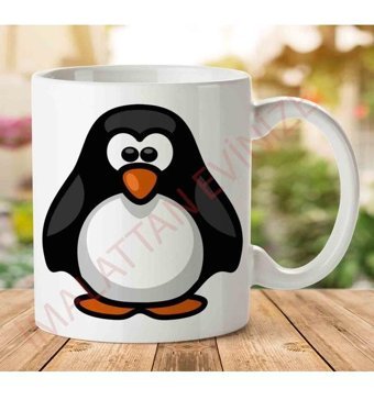 Art Hediye Penguin-Transparent İki Tarafı Baskılı Kupa Bardak