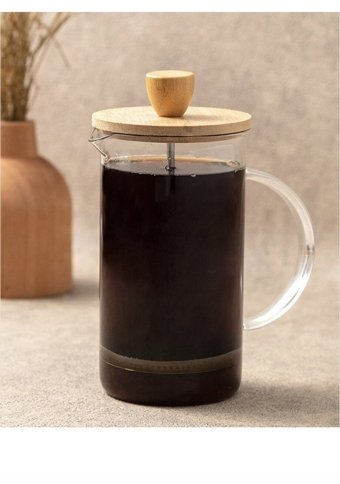 Çılgıntrend Kişiye Özel Bambu Kapaklı Cam French Press