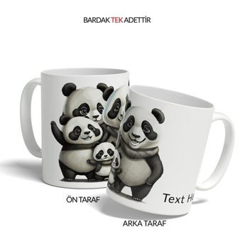 Kreatif Kupa Kişiye Özel Panda Kupa, Aile Hediyesi
