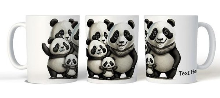 Kreatif Kupa Kişiye Özel Panda Kupa, Aile Hediyesi