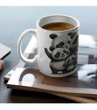 Kreatif Kupa Kişiye Özel Panda Kupa, Aile Hediyesi