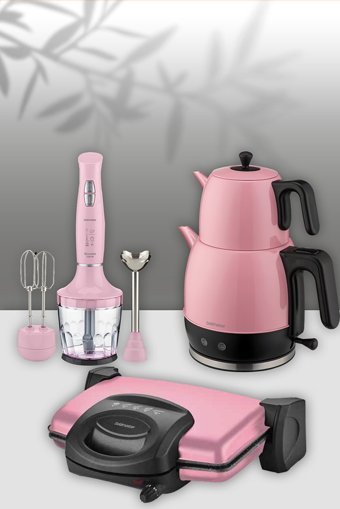Goldmaster Zerafet 3'lü Elektronik Çeyiz Seti Pembe