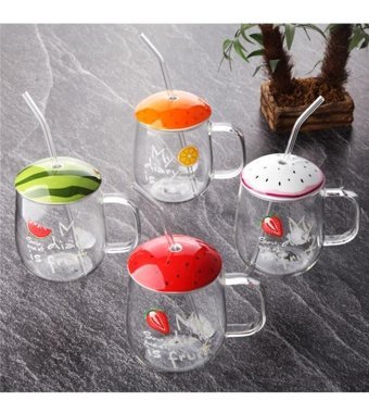 Çılgıntrend Cam Pipetli Kupa Turuncu 420 ml