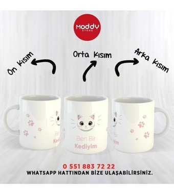 Moddy Store Özel Tasarım Ben Bir Kediyim Baskılı Kupa Bardak