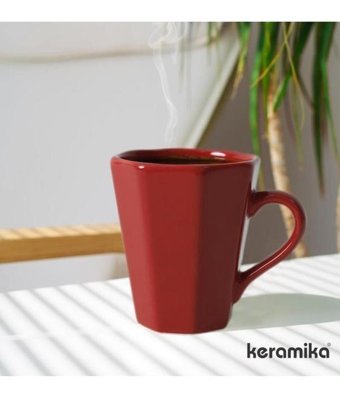 Keramika Kupa Konik Sekizgen 10 Cm Kırmızı 6 Adet Ms