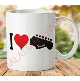 Art Hediye 1-165 I Love Fender İki Tarafı Baskılı Kupa Bardak