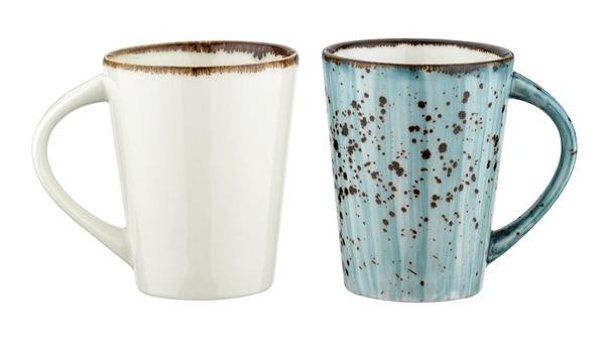 Kütahya Porselen Atlantis 2 'Li Mug Bardak Krem-Mavi