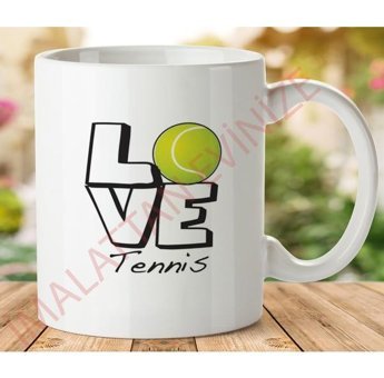 Art Hediye 1-444 Love Tennis İki Tarafı Baskılı Kupa Bardak