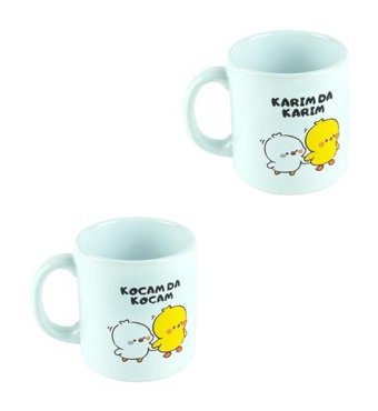 Erzi Karım Kocam Desenli Kupa Bardak Seramik 2'Li Set 300 ml