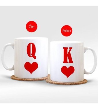 Bk Kişiye Özel Kupa Kralı & Kupa Kraliçesi Beyaz Kupa Bardak