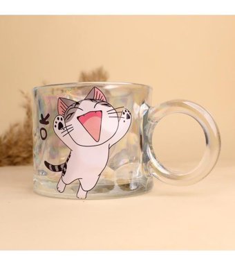 Piraye Gift Sevimli Kedi Kulplu Cam Bardak-1948