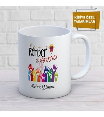 Mekstore Beyaz İsim Yazılı Rehber Öğretmen Kupa