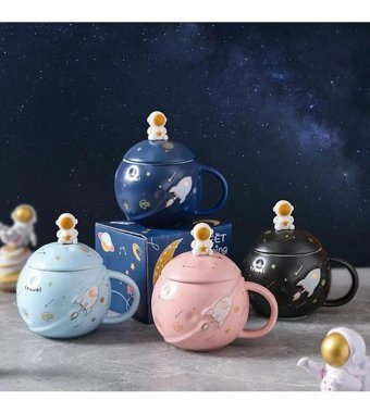 Verona Astronot Temalı Porselen Kupa Bardak - Pembe