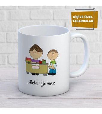 Mekstore Beyaz İsimli Rehber Öğretmeni Kupa