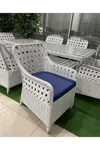 Annapark Dikdörtgen Rattan 180x90 cm Beyaz Kamp Masası