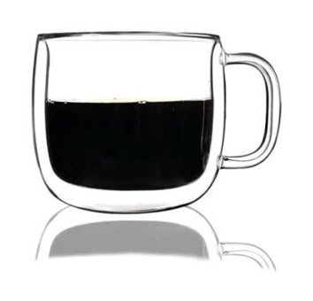 Yz Home Çift Cidarlı Kulplu Cam Bardak Kupa 450ml