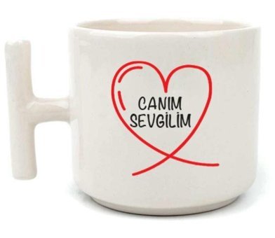 Mor Mürekkep Canım Sevgilim Baskılı Beyaz Kulplu T Kupa