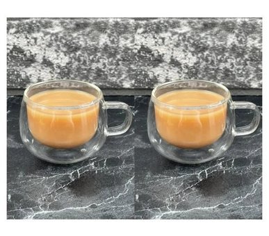 Yz Home 2 Li Çift Cidarlı Cidar Cam Kulplu Bardak Kupa 150ml