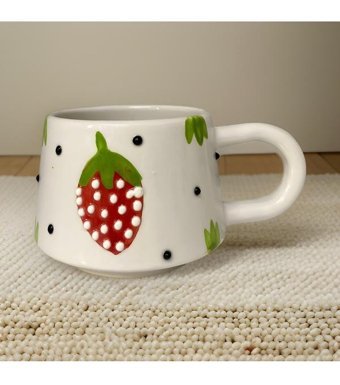 İlbay Çini Takı İlbay Seramik Kupa Mug T Kulp Çilek