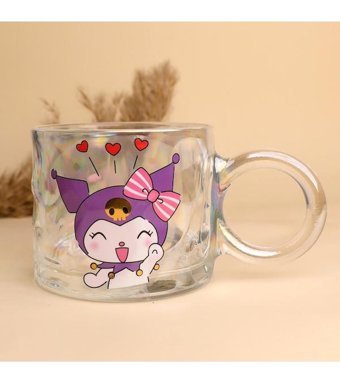 Piraye Gift Sanrio Kuromi Tasarımlı Kulplu Cam Bardak-1941