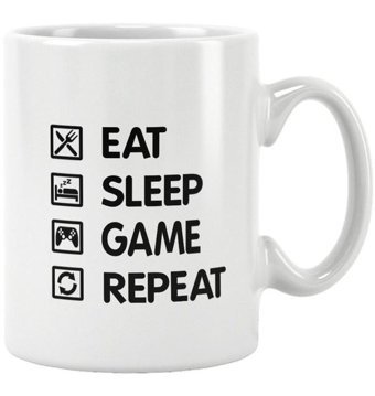 Qoeuyl Boutique Eat Sleep Game Repeat Baskılı Kupa Bardak