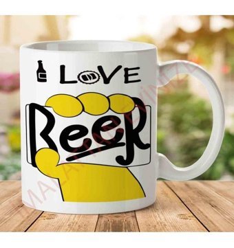 Art Hediye I Love Beer Tasarım İki Tarafı Baskılı Kupa Bardak