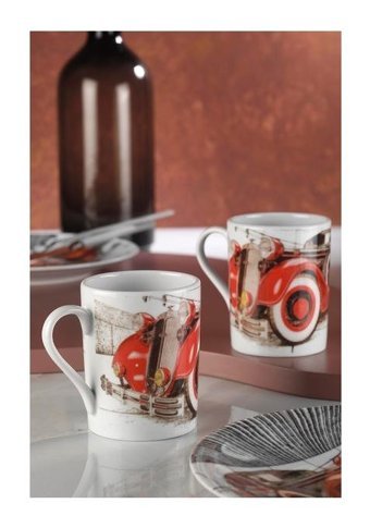 Kütahya Porselen Forest 2 Kişilik Mug Seti Kırmızı