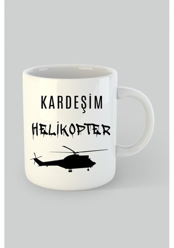Baskıtech Beyaz Kardeşim Helikopter Baskılı Porselen Kupa