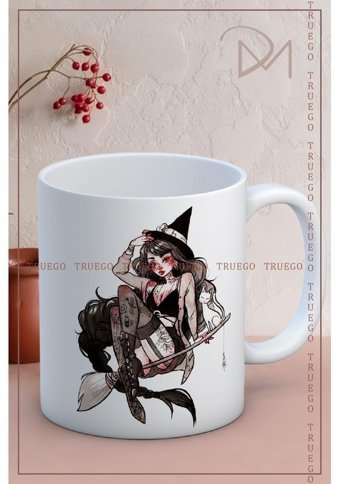 Truego Baskılı Kupa Bardak Seramik Mug - Witch
