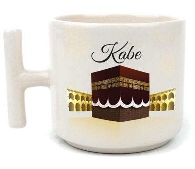 Mor Mürekkep Kabe Baskılı Beyaz Kulplu T Kupa