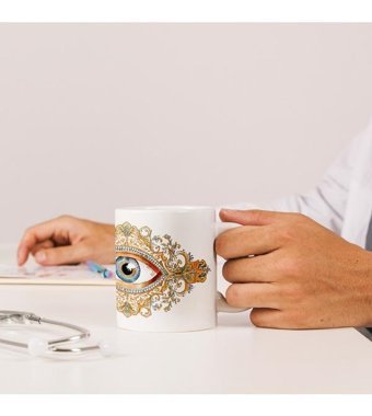 Kreatif Kupa Nazar Boncuklu Etnik Desenli Kupa, Kişiye Özel