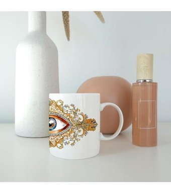Kreatif Kupa Nazar Boncuklu Etnik Desenli Kupa, Kişiye Özel