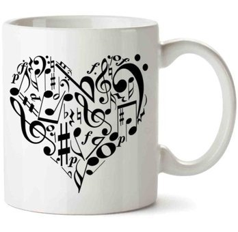 Art Hediye Müzik Kalp Love İki Tarafı Baskılı Kupa Bardak