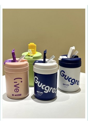 Luckystar Yalıtımlı Bardak Pipetli Bardak - Yeşil