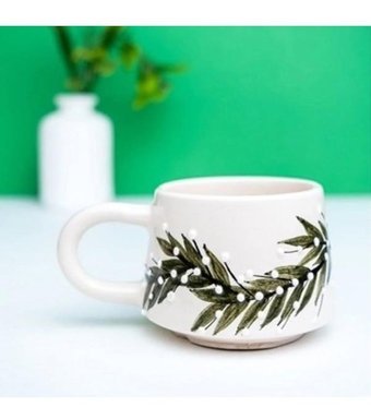 İlbay Çini Takı İlbay Seramik Kupa Mug Klasik Yeşil Pıtırcık